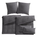 Musselin Bettwäsche Sets - Anthrazit / 2x135x200 + 2x80x80 + 2x40x80 cm Pure Label