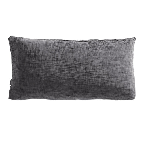 Musselin Kopfkissenbezug - Anthrazit / 40x80 cm Pure Label