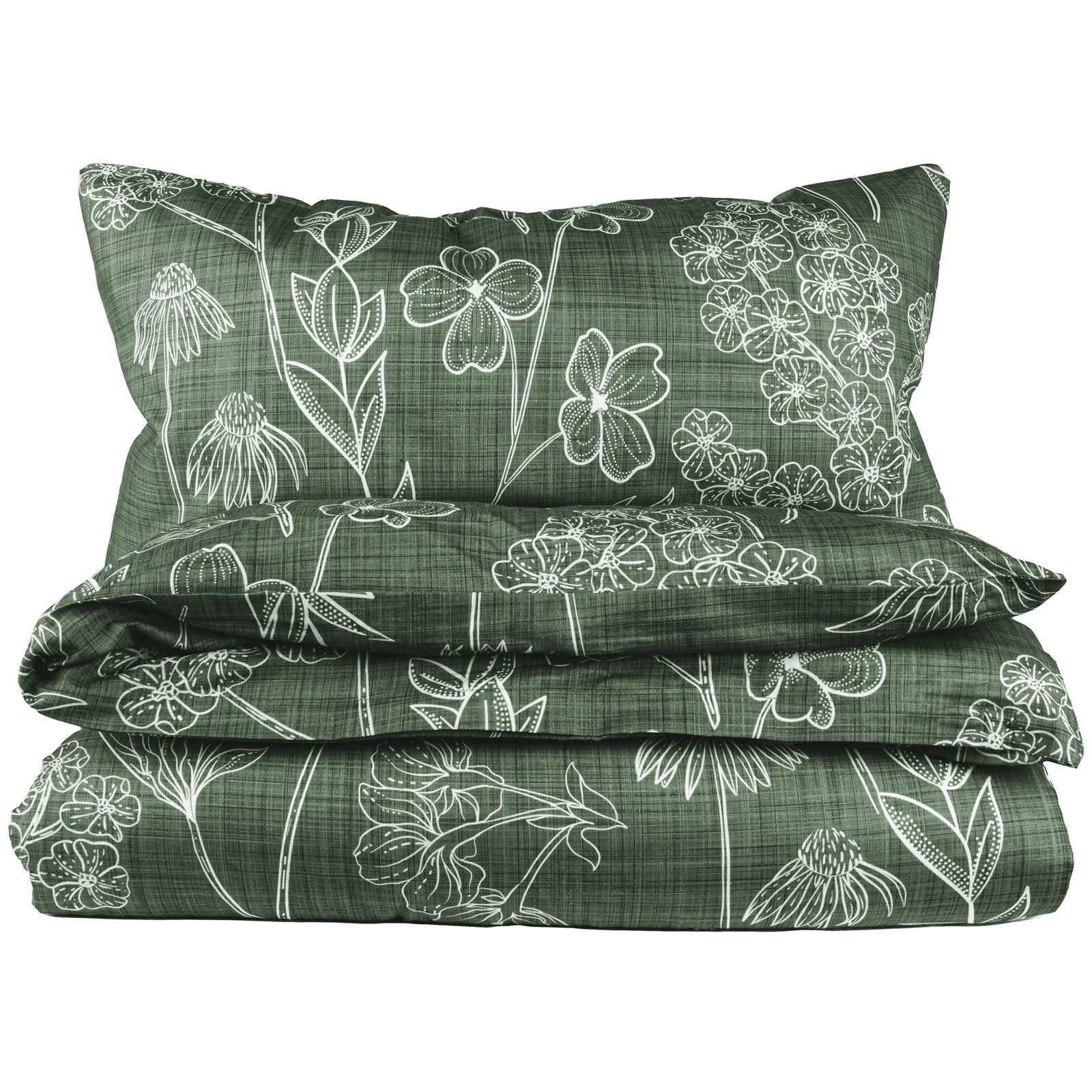 Bettwäsche "Flowers" - Grün / 135x200 + 40x80 cm Pure Label