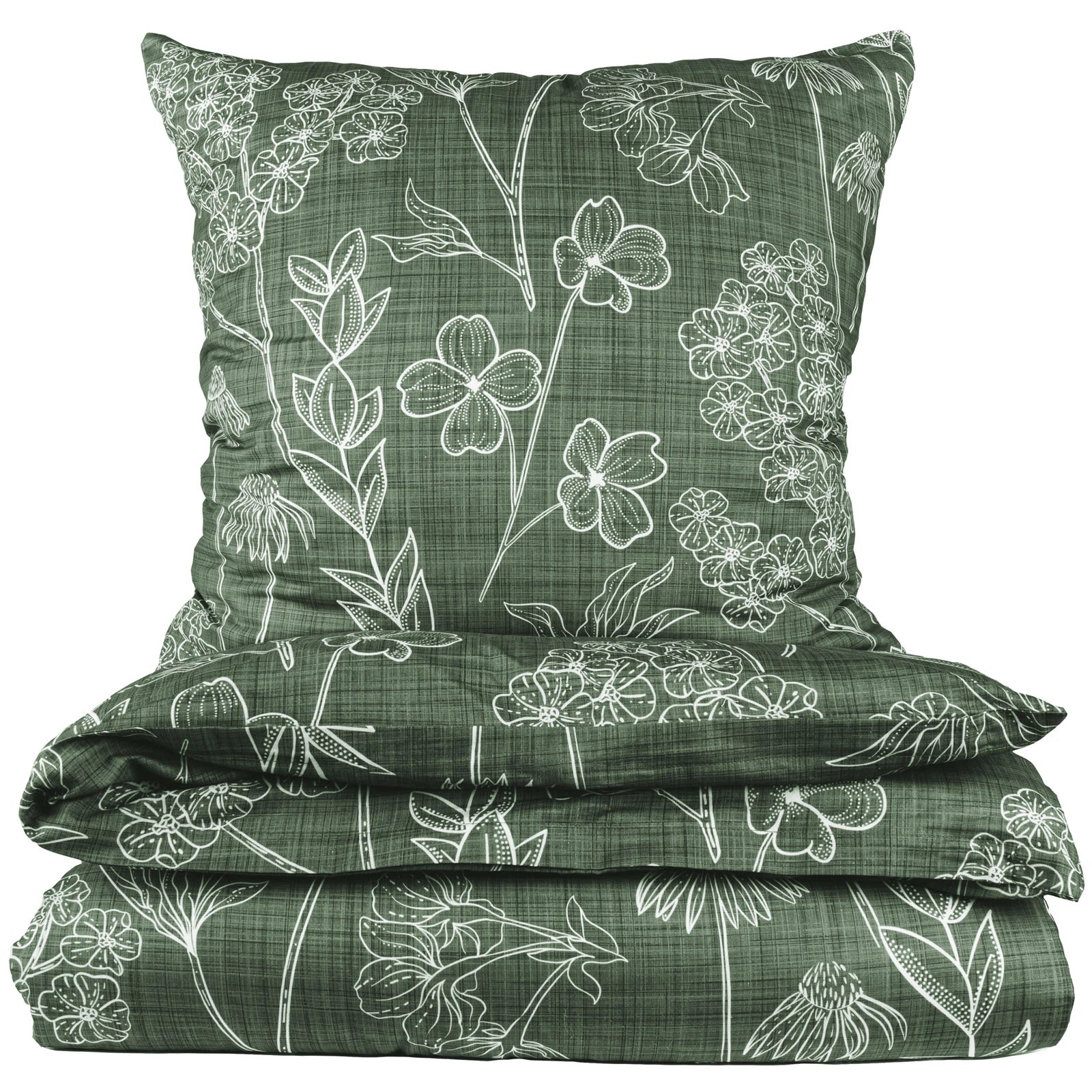 Bettwäsche "Flowers" - Grün / 135x200 + 40x80 cm Pure Label