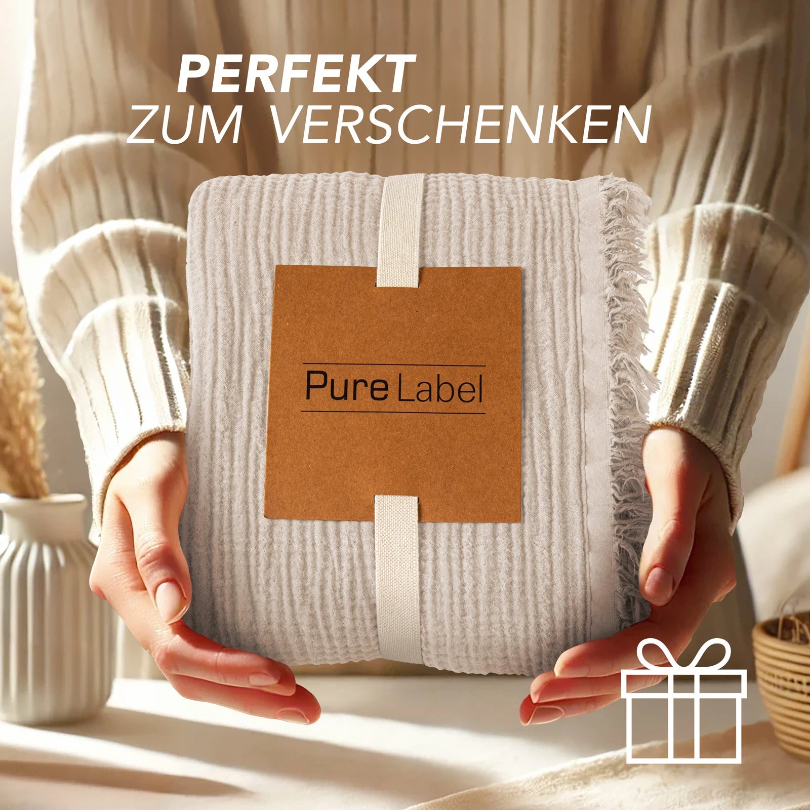Musselin Tagesdecke - Weiß / 130x170cm Pure Label