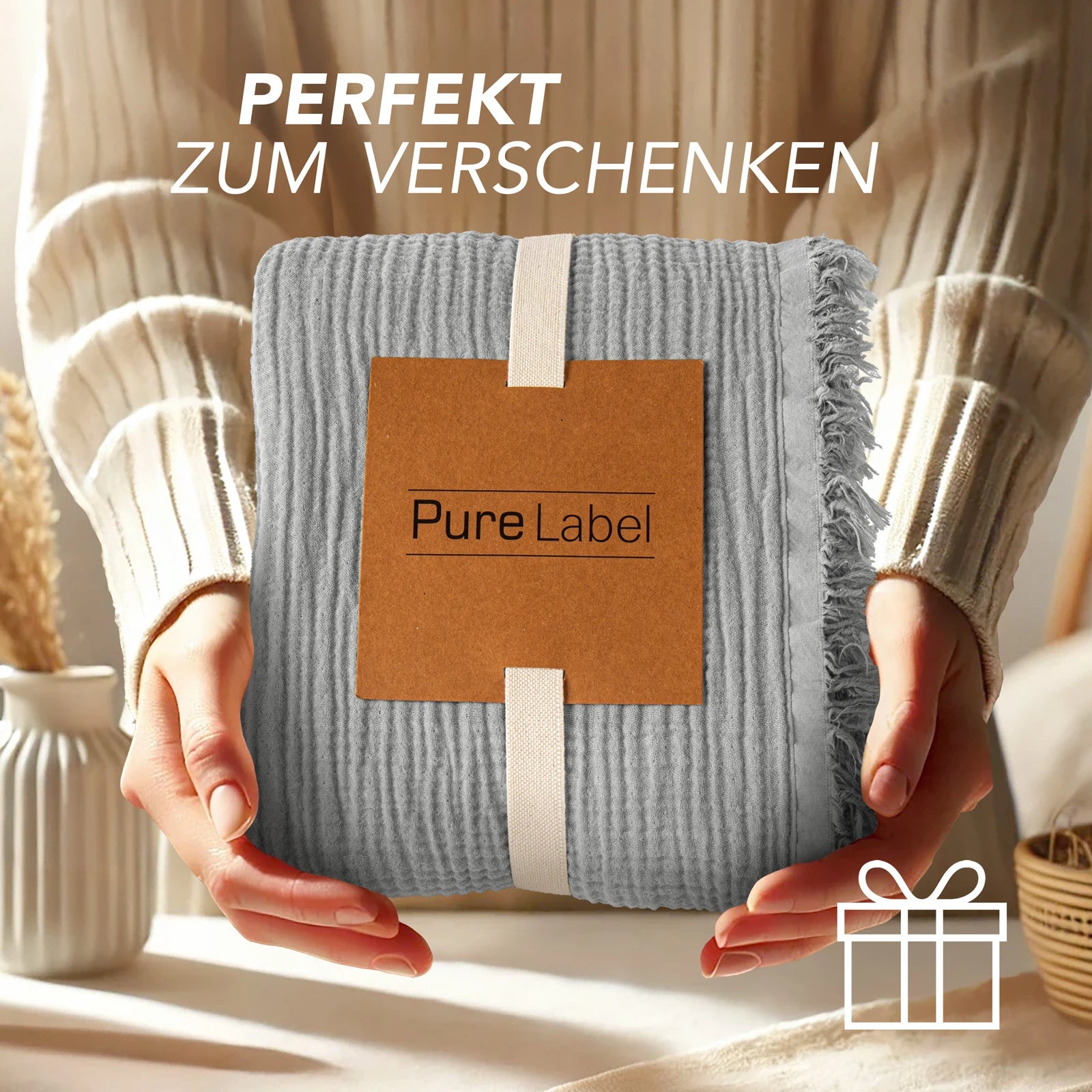 Musselin Tagesdecke - Weiß / 130x170cm Pure Label
