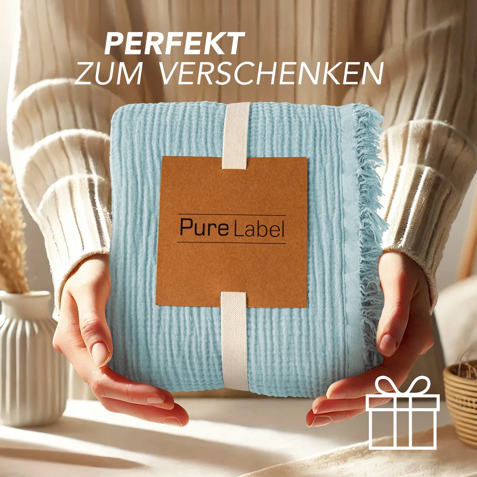 Musselin Tagesdecke - Weiß / 130x170cm Pure Label