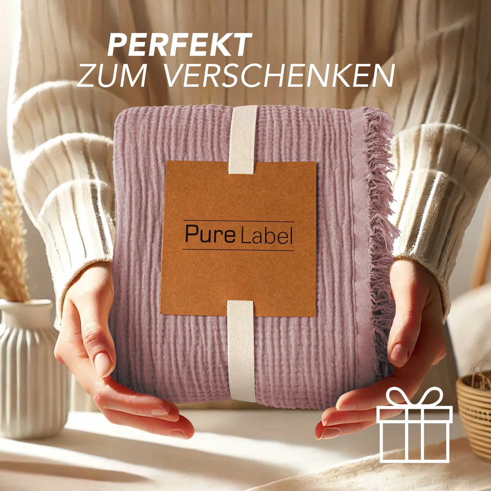Musselin Tagesdecke - Weiß / 130x170cm Pure Label