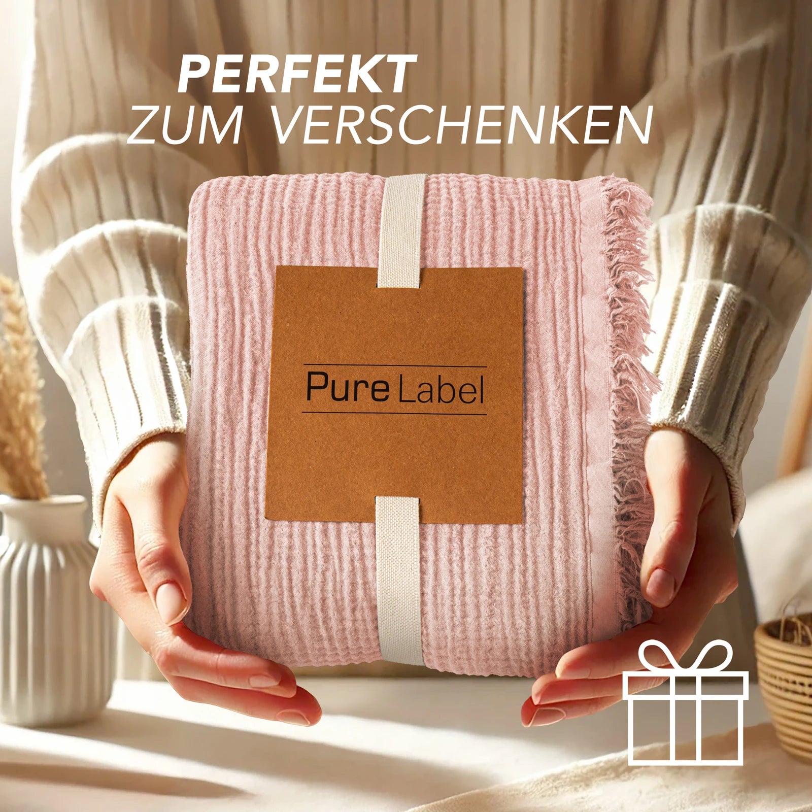 Musselin Tagesdecke - Weiß / 130x170cm Pure Label