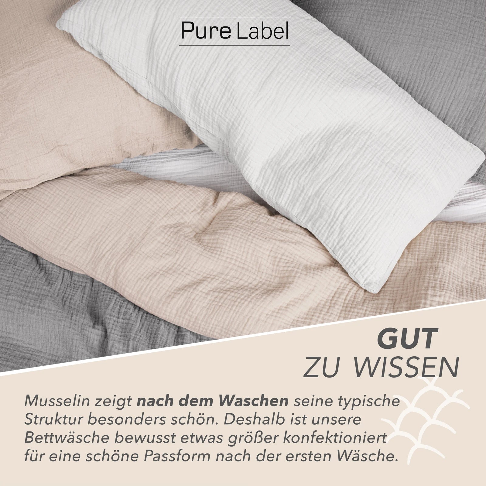 Musselin Bettwäsche Sets - Grau - 2x135x200 + 2x80x80 cm