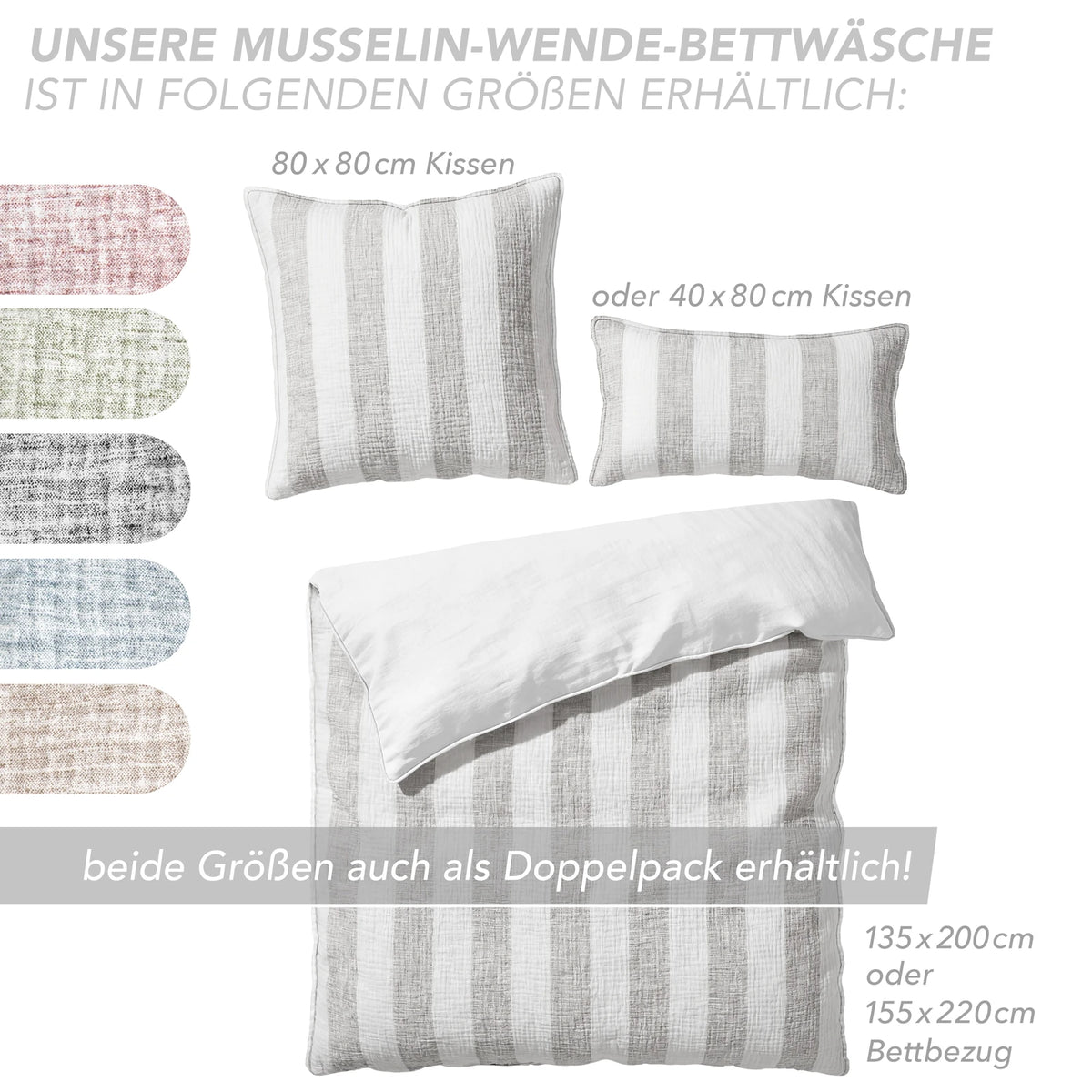Musselin Bettwäsche gestreift