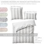 Musselin Bettwäsche  - Grau - Gestreift  155x220 40x80 cm