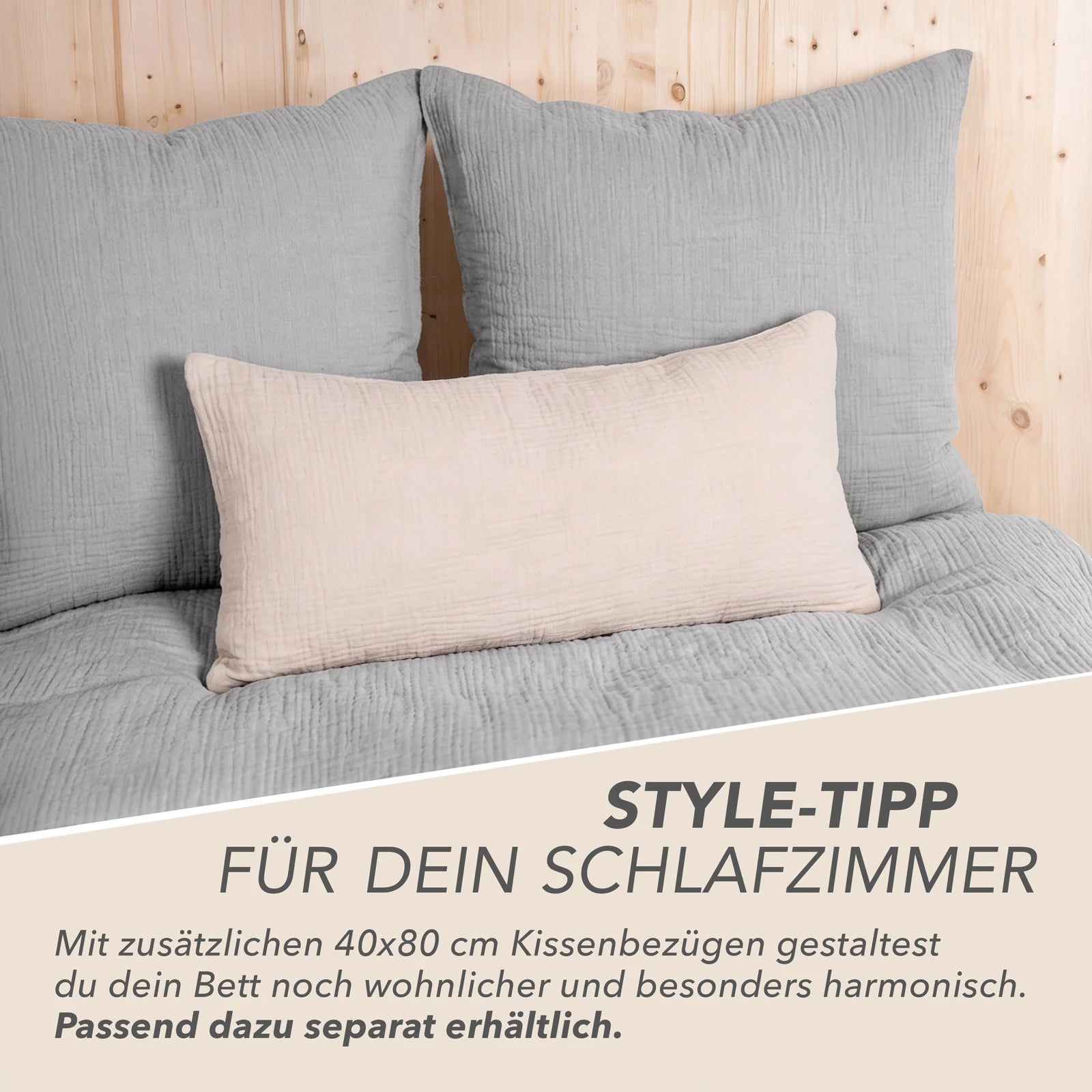 Musselin Bettwäsche Sets - Grau - 2x135x200 + 2x80x80 cm