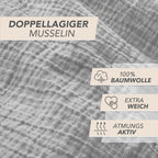 Musselin Kopfkissenbezug - Grau - 40x80 cm
