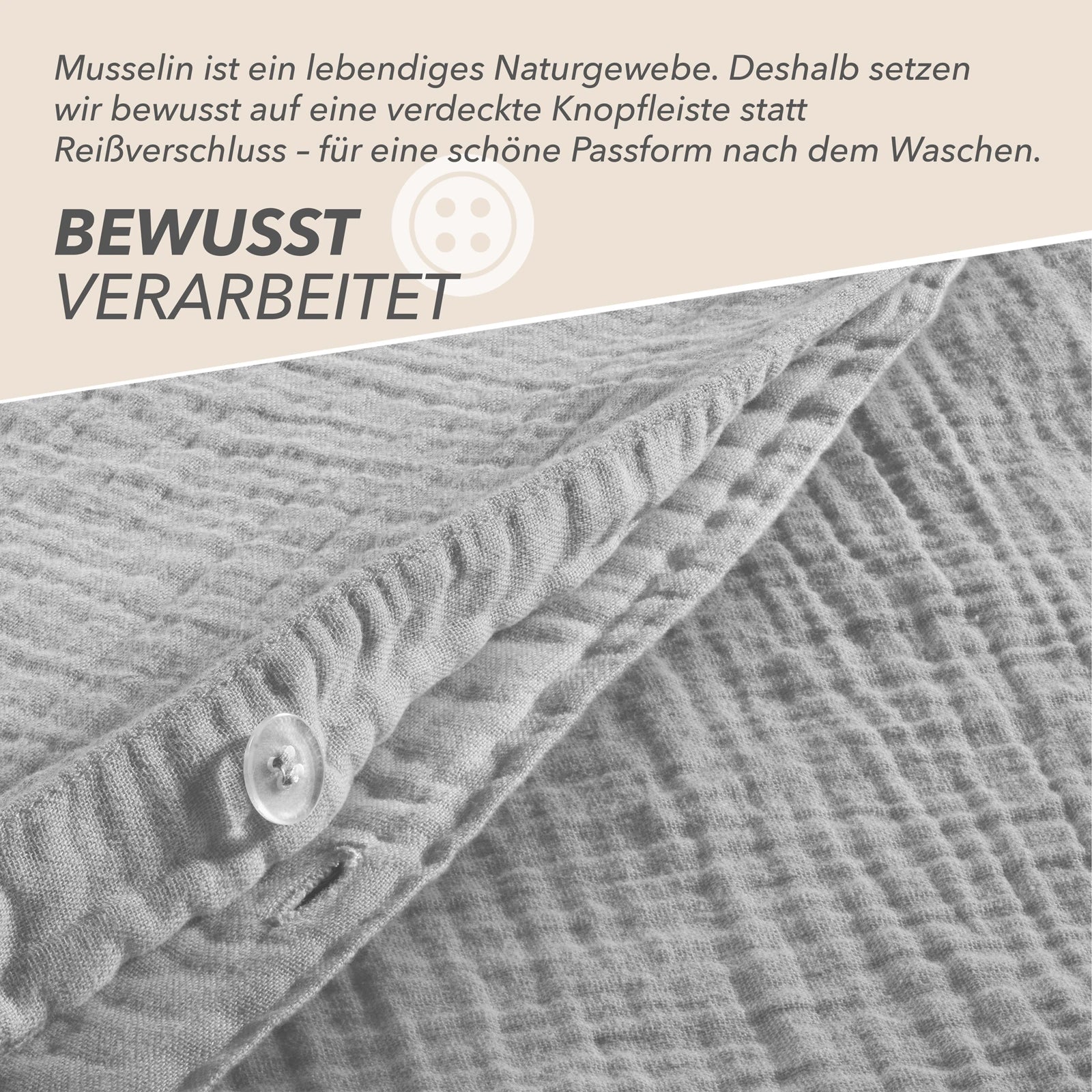 Musselin Bettwäsche Sets - Grau - 2x135x200 + 2x80x80 cm