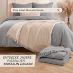 Musselin Bettwäsche Sets - Grau - 2x135x200 + 2x80x80 cm