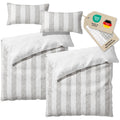 Musselin Bettwäsche  - Grau - Gestreift  2x155x220 40x80 cm