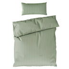 Bettwäsche Mako Satin mit Streifen - Grün - 155x220 + 40x80cm