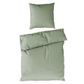 Bettwäsche Mako Satin mit Streifen - Grün - 135x200 + 80x80cm