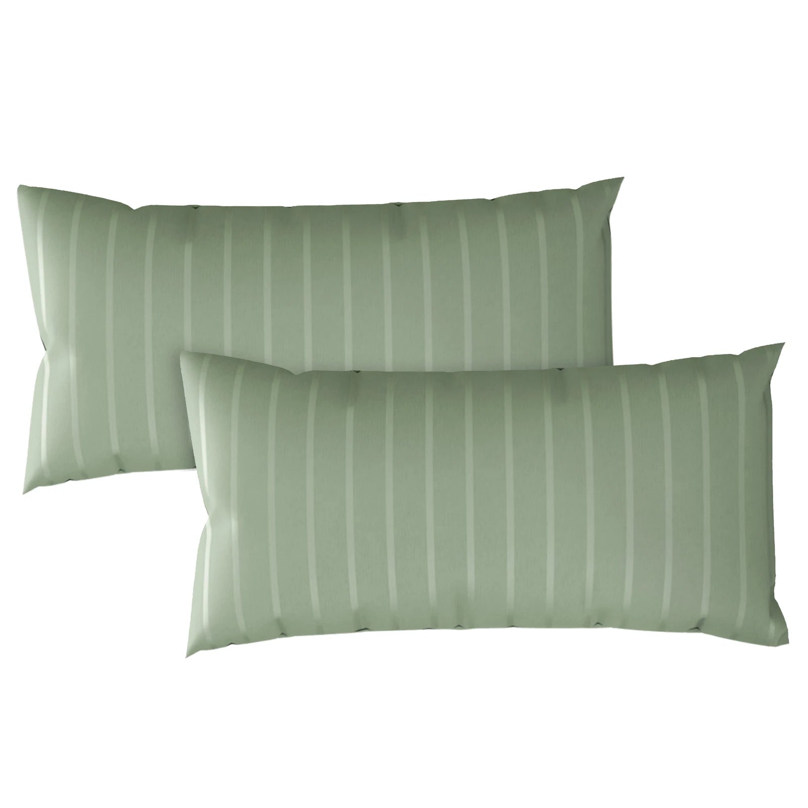 Kissenbezug Mako Satin mit Streifen - Grün - 2x40x80