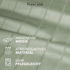 Bettwäsche Mako Satin mit Streifen - Grün - 135x200 + 80x80cm