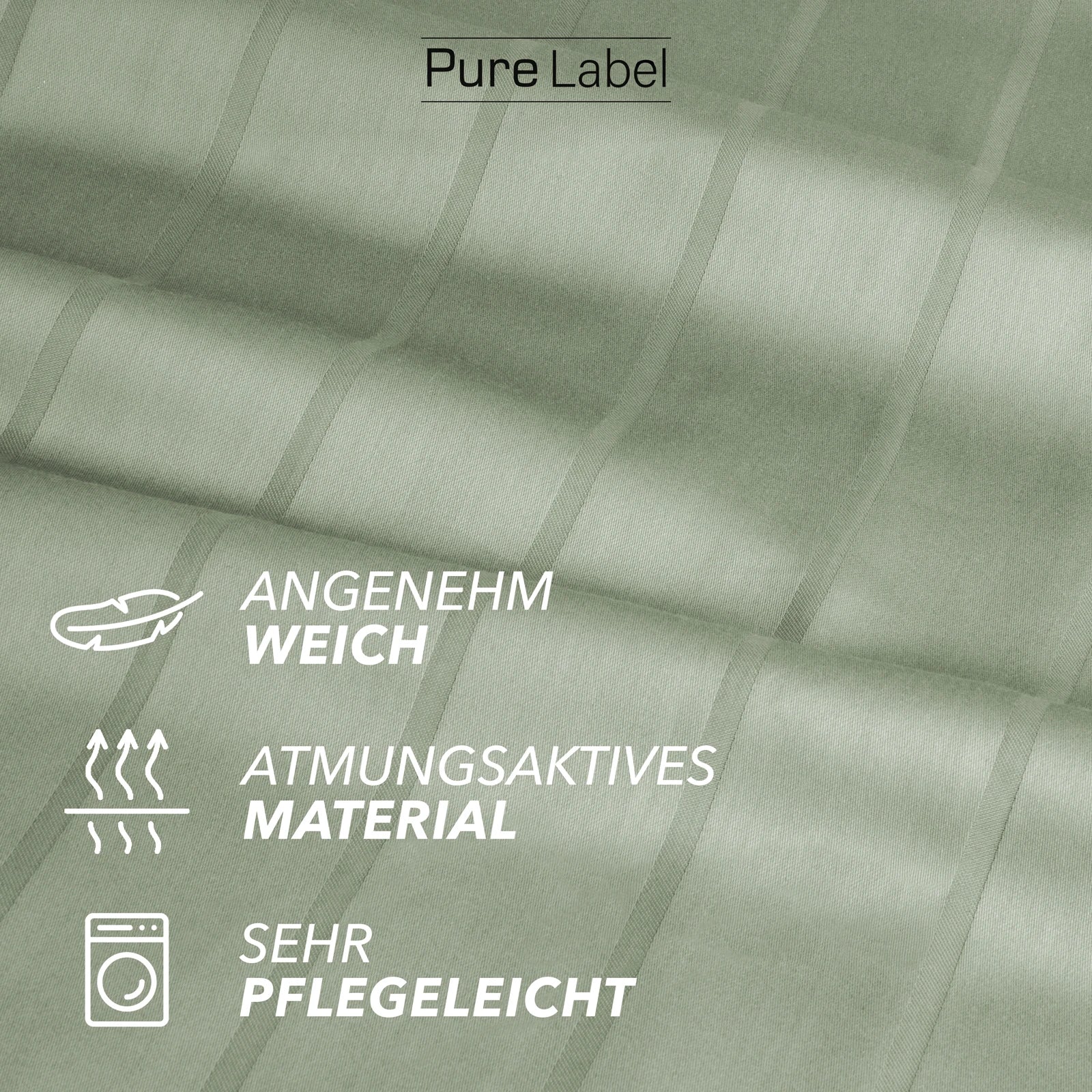 Bettwäsche Mako Satin mit Streifen - Grün - 2x135x200 + 2x80x80cm