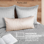 Bettwäsche Mako Satin mit Streifen - Grau - 155x220 + 80x80cm