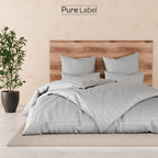 Bettwäsche Mako Satin mit Streifen - Grau - 155x220 + 80x80cm
