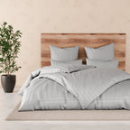 Bettwäsche Mako Satin mit Streifen - Grau - 155x220 + 80x80cm