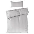 Bettwäsche Mako Satin mit Streifen - Grau - 155x220 + 40x80cm
