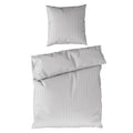 Bettwäsche Mako Satin mit Streifen - Grau - 135x200 + 80x80cm