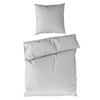 Bettwäsche Mako Satin mit Streifen - Grau - 155x220 + 80x80cm