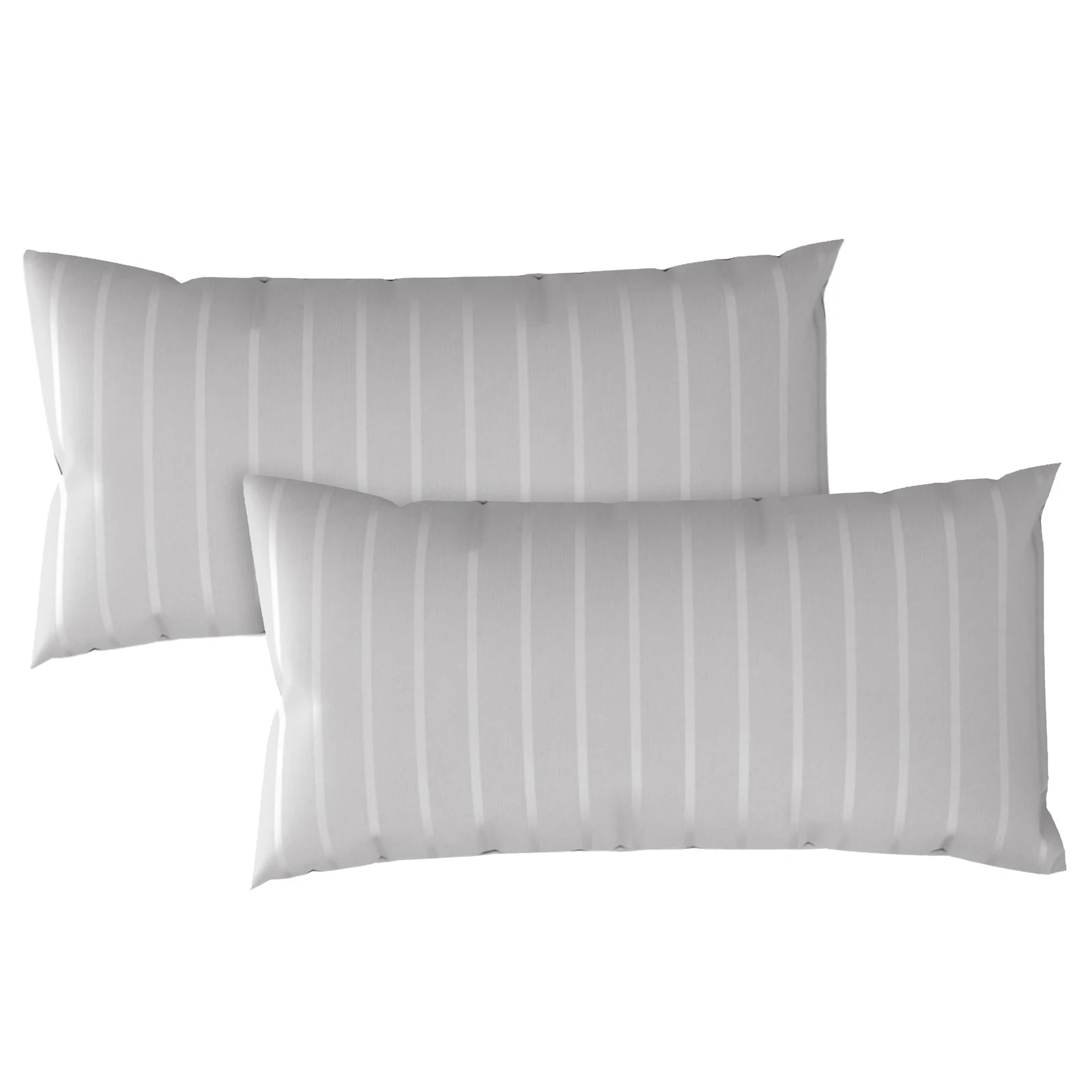 Kissenbezug Mako Satin mit Streifen - Grau - 2x40x80