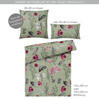 Bettwäsche "Blumen" - Beere / 135x200 + 40x80 cm Pure Label