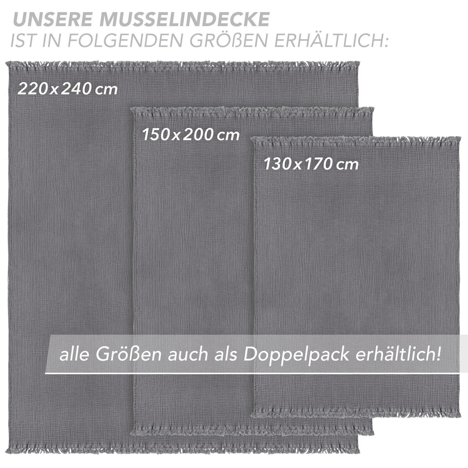 Musselin Tagesdecke - Weiß / 130x170cm Pure Label