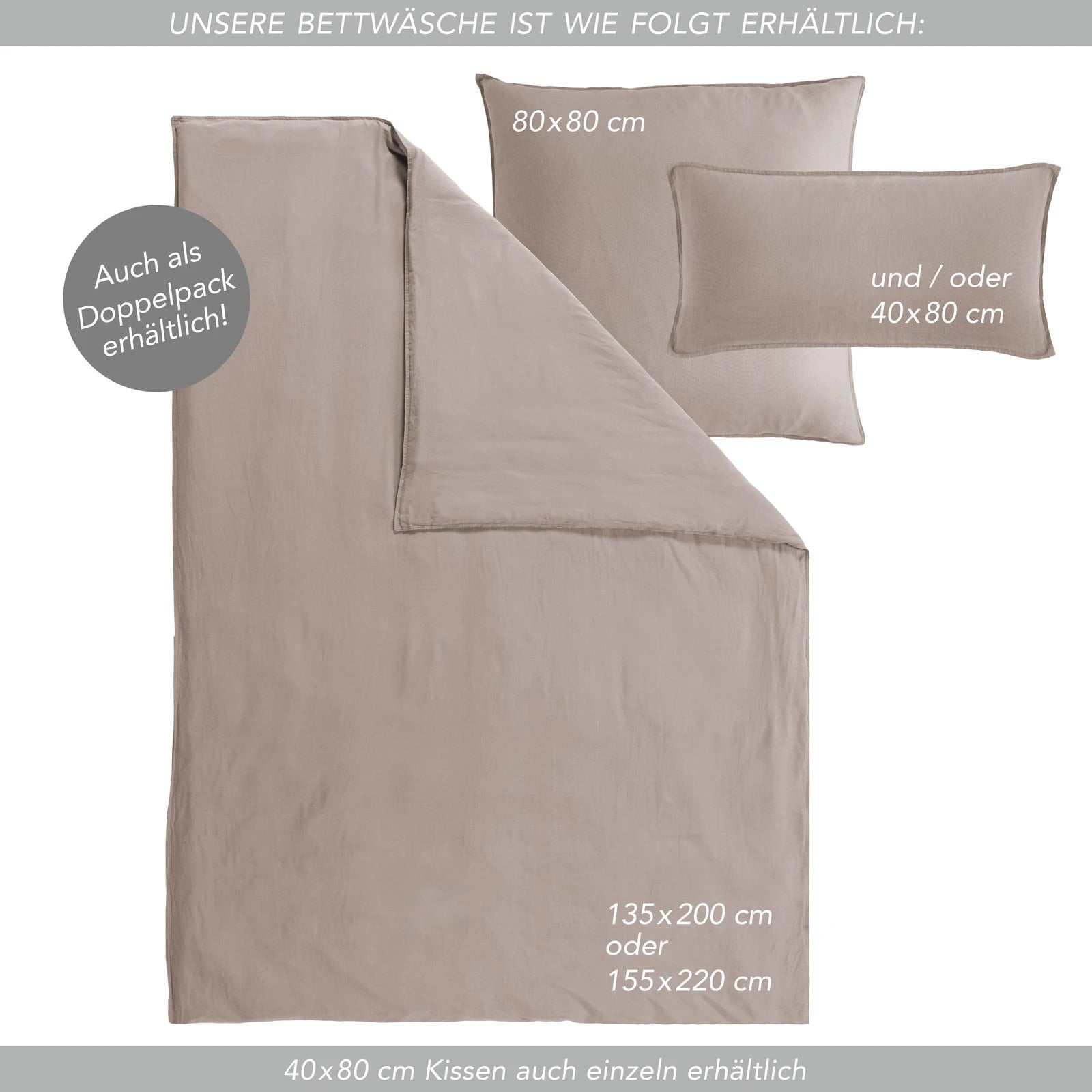Bettwäsche Halbleinen - Grün / 135x200cm + 40x80cm Pure Label