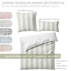 Musselin Bettwäsche  - Grün - Gestreift  2x135x200 40x80 cm