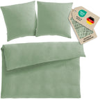 Musselin Bettwäsche Doppelbett - Salbeigrün - 200x200 + 2x80x80 cm