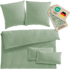 Musselin Bettwäsche Doppelbett - Salbeigrün - 200x200 + 2x80x80 + 2x40x80 cm