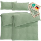 Musselin Bettwäsche Sets - Salbeigrün - 2x155x220 + 2x40x80 cm