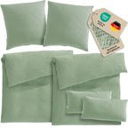 Musselin Bettwäsche Sets - Salbeigrün - 2x135x200 + 2x80x80 + 2x40x80 cm
