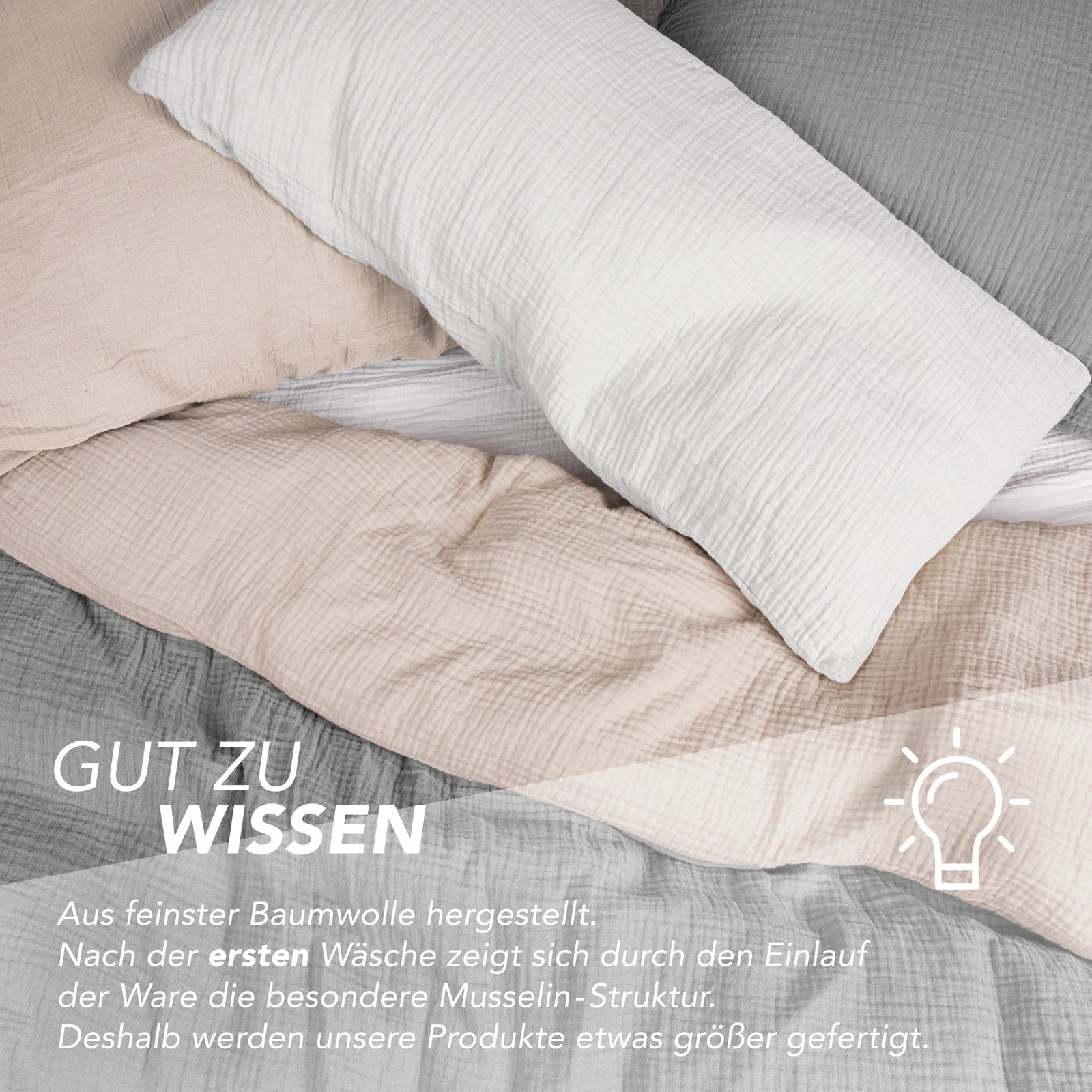 Musselin Bettwäsche Sets - Anthrazit / 2x135x200 + 2x40x80 cm Pure Label
