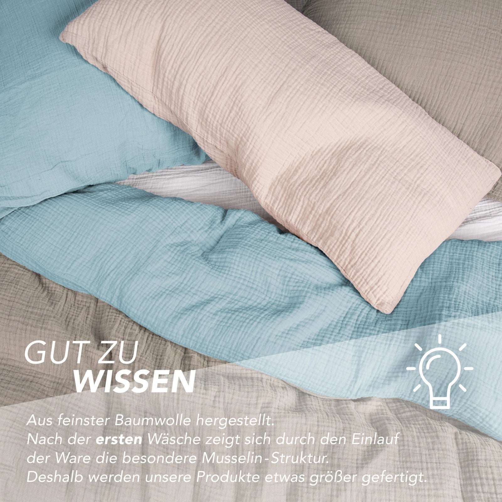 Musselin Bettwäsche Sets - Anthrazit / 2x135x200 + 2x40x80 cm Pure Label