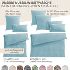 Musselin Bettwäsche Sets - Hellblau - 2x135x200 + 2x40x80 cm