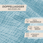 Musselin Bettwäsche Sets - Hellblau - 2x135x200 + 2x40x80 cm