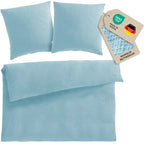 Musselin Bettwäsche Doppelbett - Hellblau - 200x220 + 2x80x80 cm