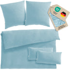 Musselin Bettwäsche Doppelbett - Hellblau - 200x200 + 2x80x80 + 2x40x80 cm