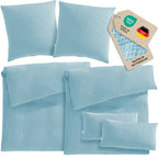 Musselin Bettwäsche Sets - Hellblau - 2x135x200 + 2x80x80 + 2x40x80 cm