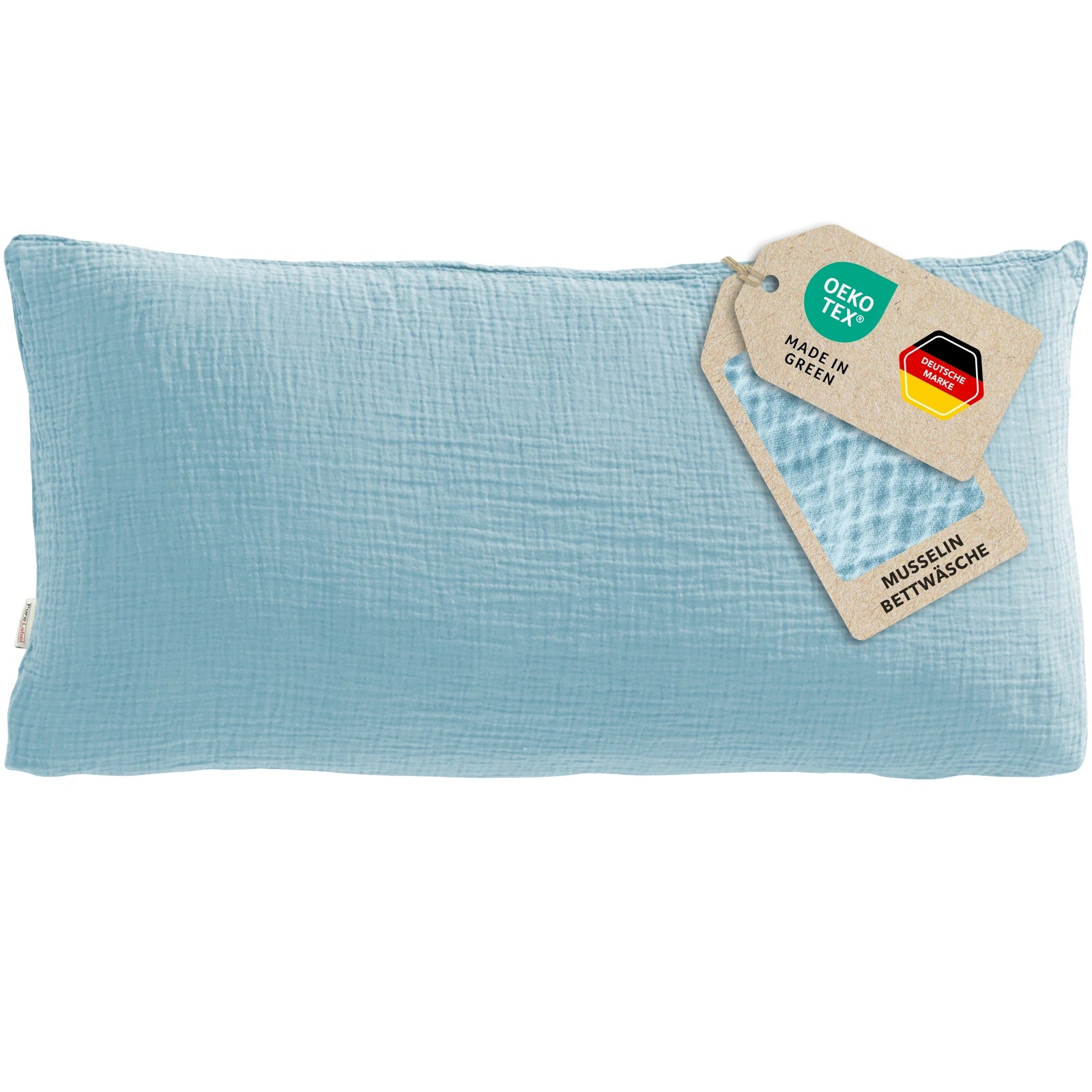 Musselin Kopfkissenbezug - Hellblau - 40x80 cm