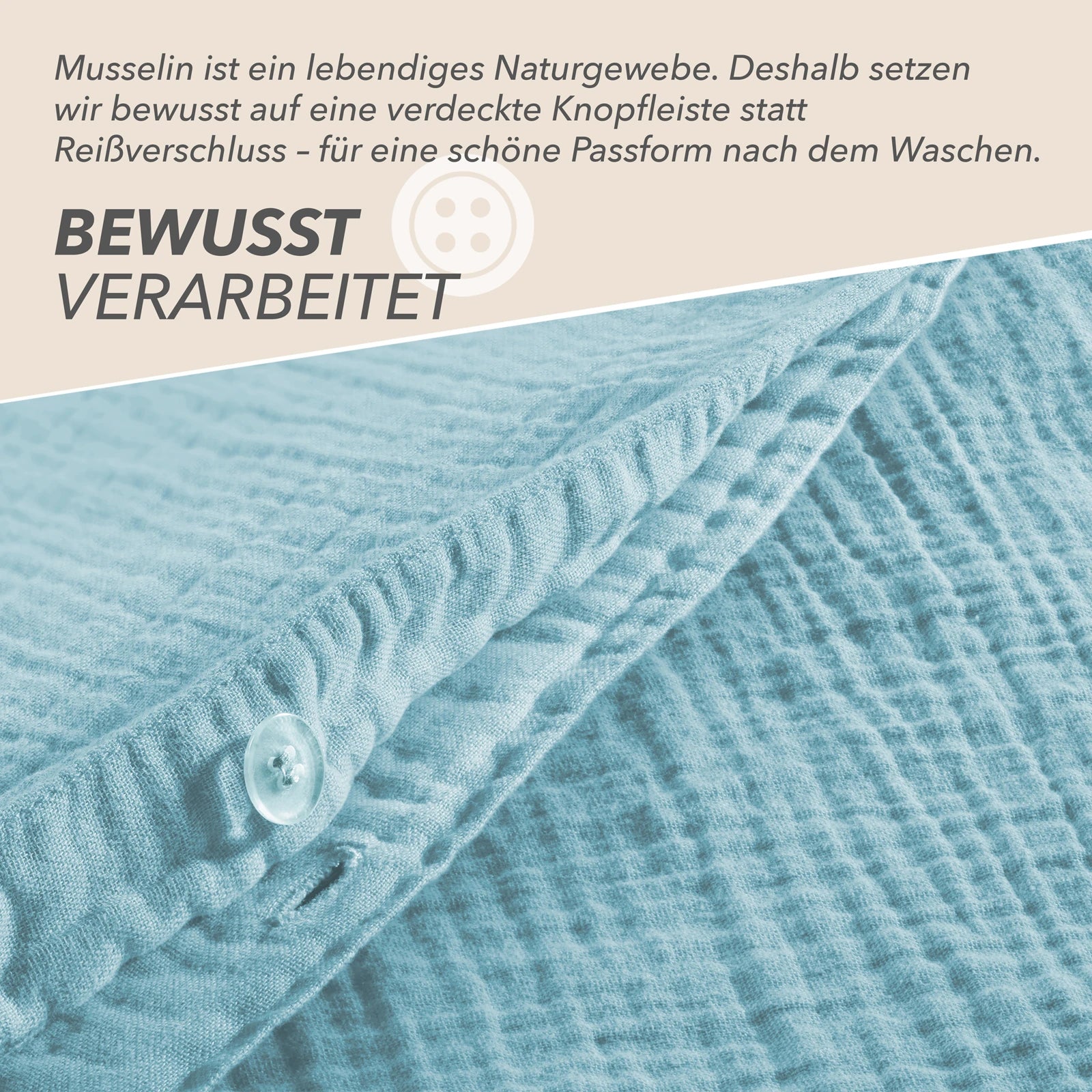 Musselin Bettwäsche Sets - Hellblau - 2x135x200 + 2x40x80 cm