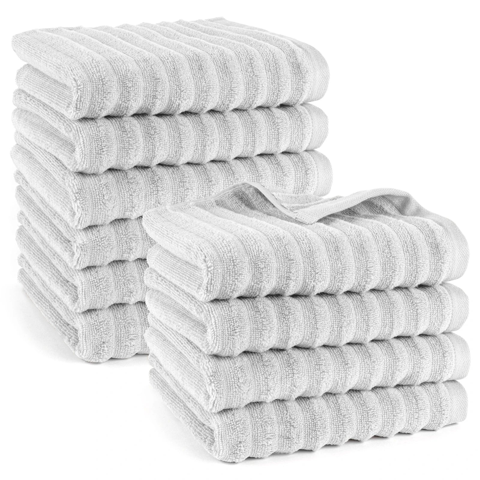 Handtuch "Waves" - Hellgrau / 10x 50x100cm Pure Label