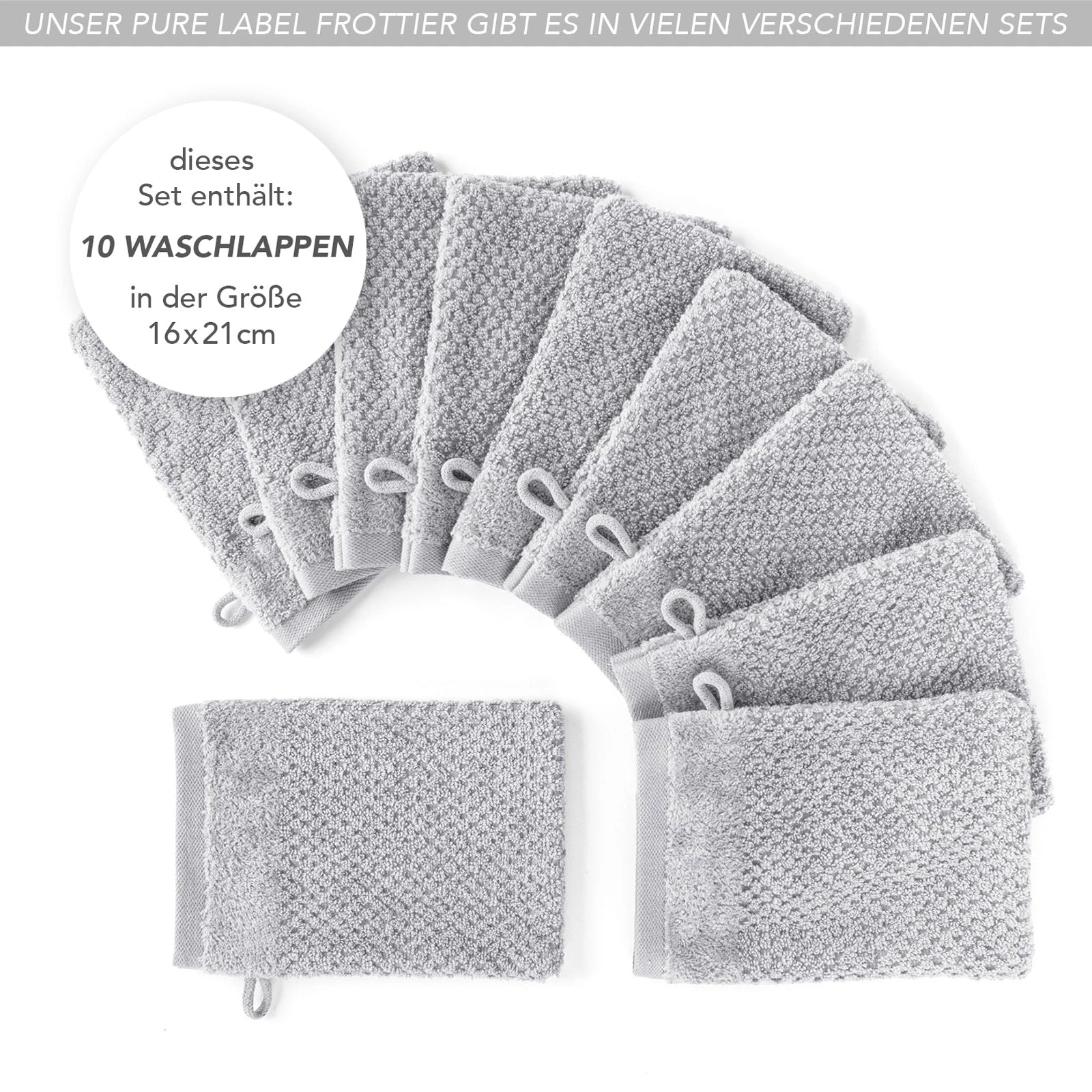 Waschlappen "Popcorn" - Anthrazit / 4x 16x21cm Pure Label
