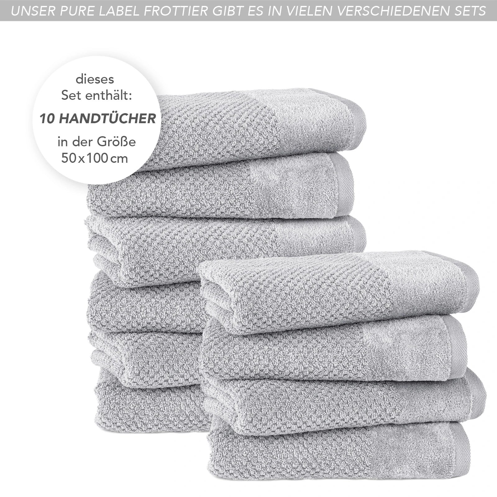 Handtücher "Popcorn" - Anthrazit / 2x 50x100cm Pure Label