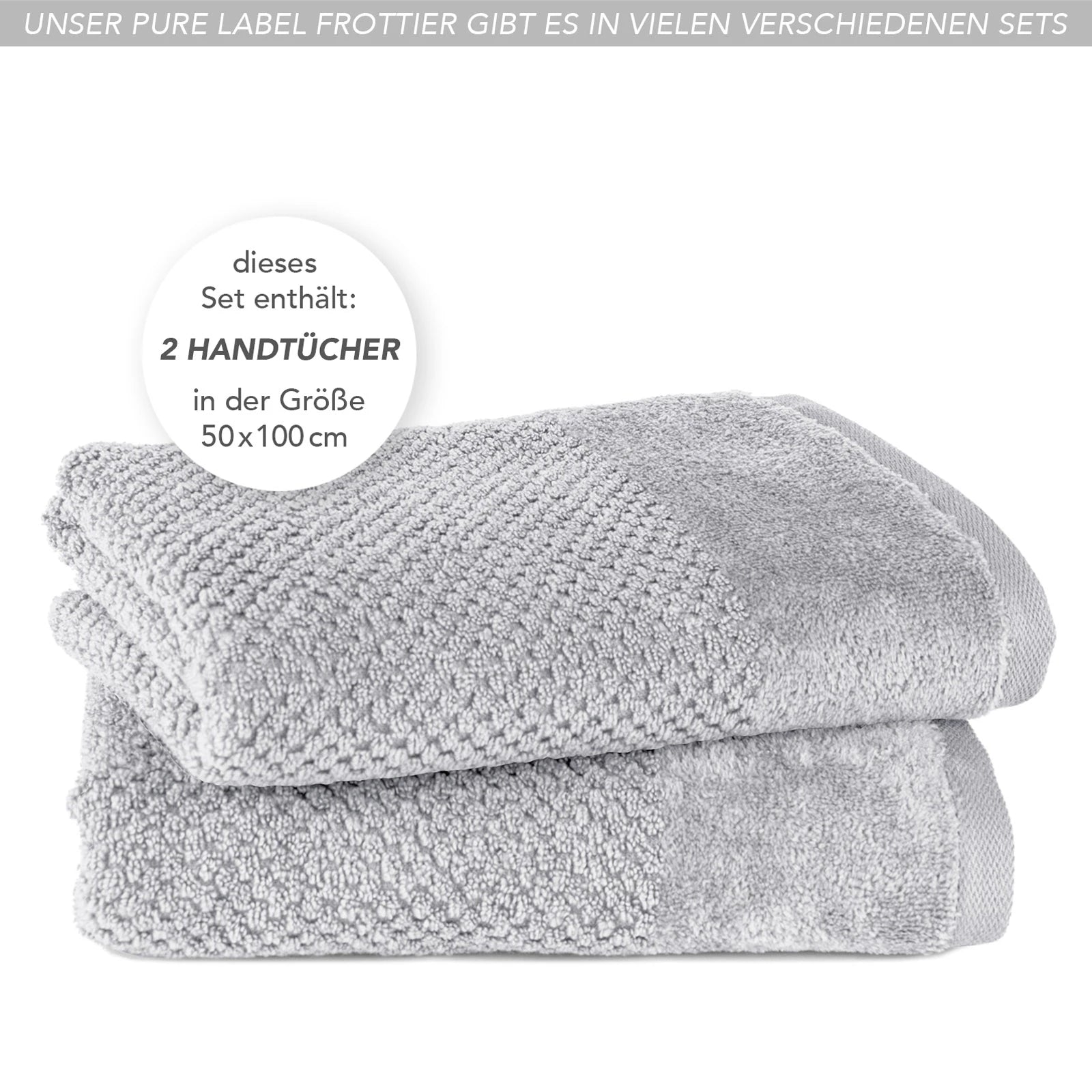 Handtücher "Popcorn" - Anthrazit / 2x 50x100cm Pure Label